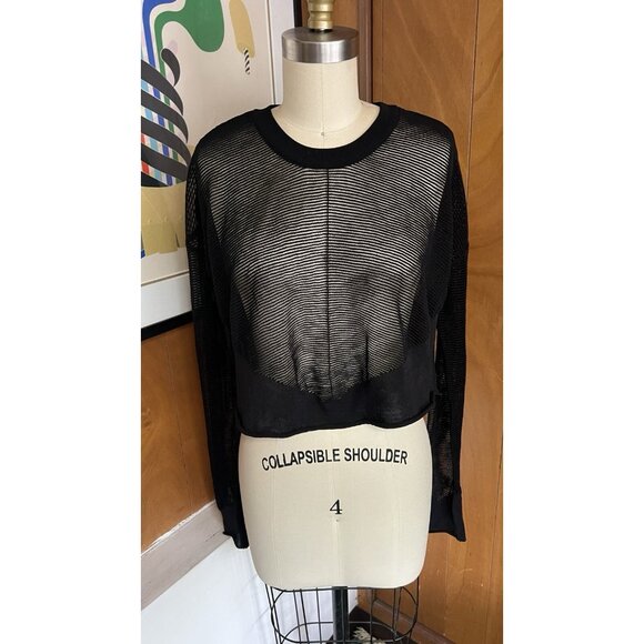 ALEXANDER WANG Sheer Mesh Net crop Top sweater pullover black Sz S - Picture 4 of 12